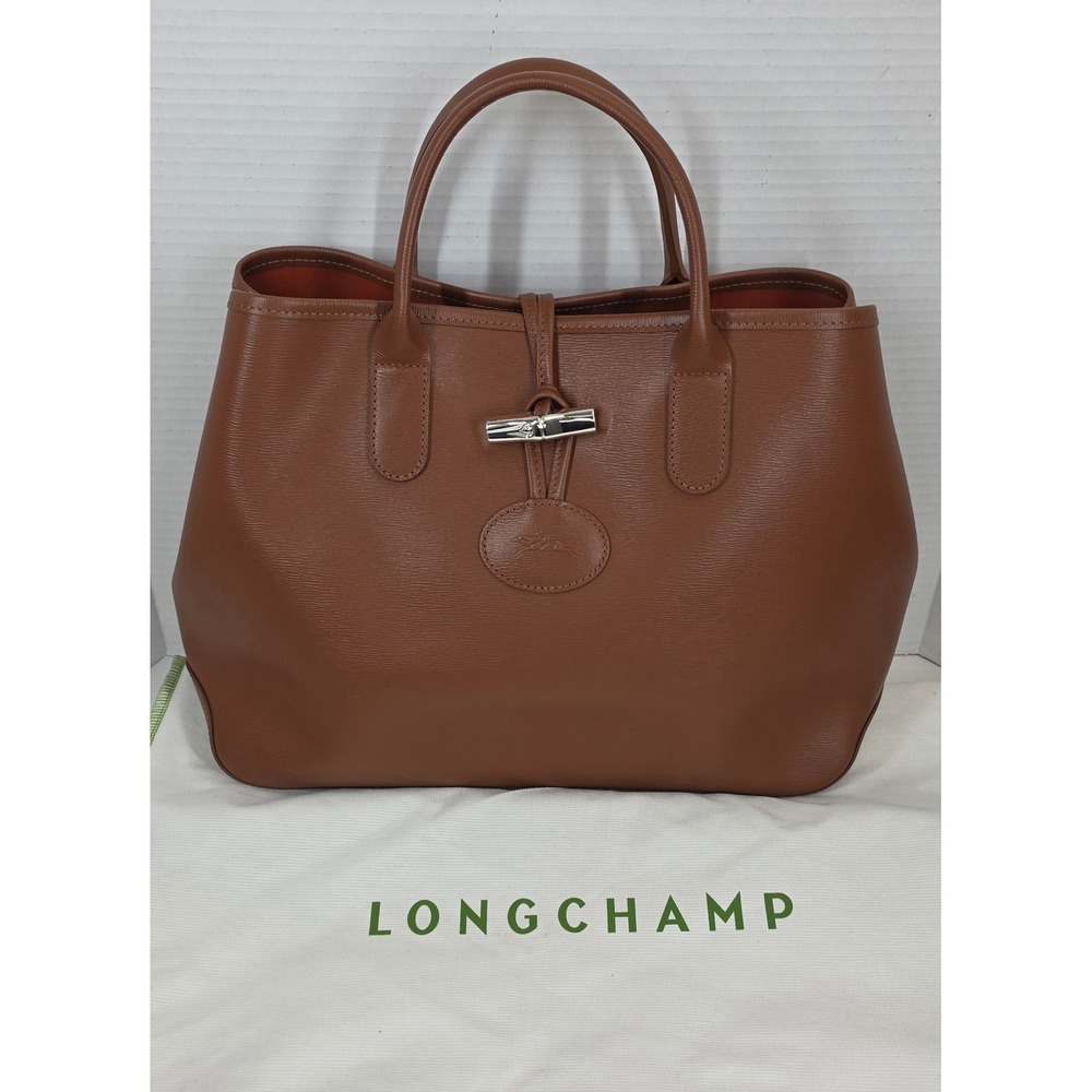 Longchamp Roseau Medium‎ Leather Tote Bag Caramel Brown L1986871121 NWT
